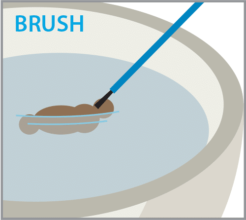 Toilet bowl with brush instructions